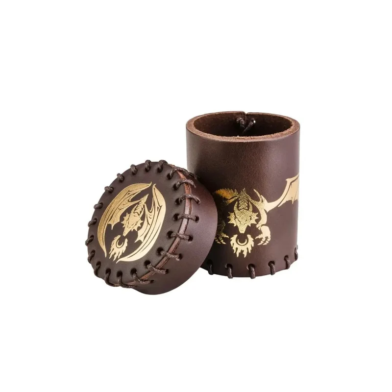 Würfel Becher Fliegender Drache braun/gold