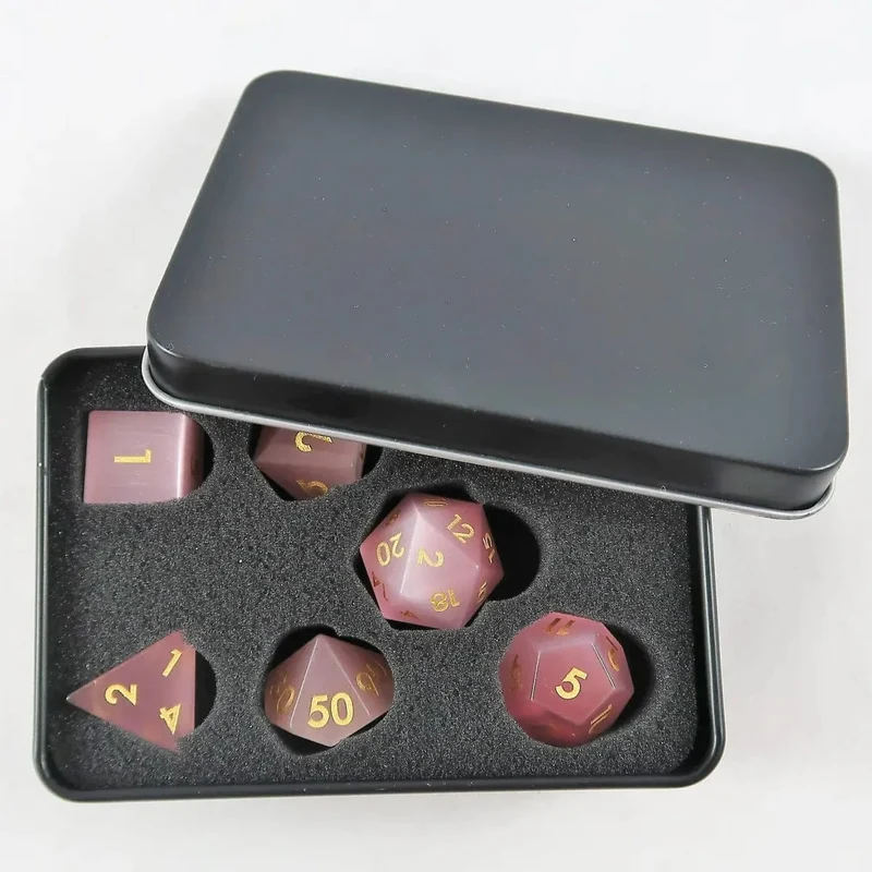 Pinkes Katzenauge Set mit Metallbox