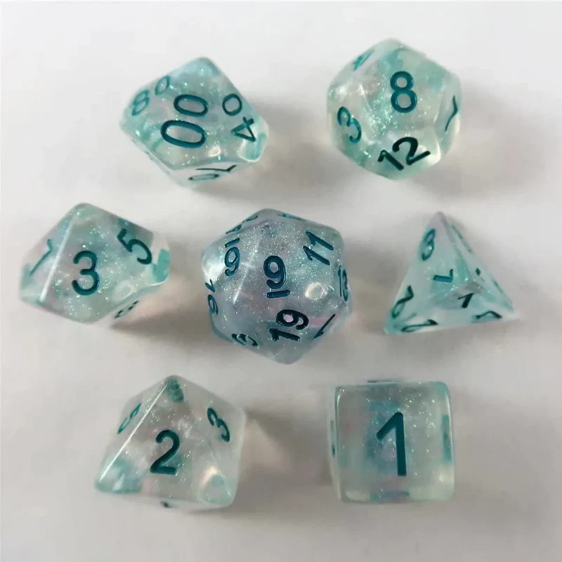 Shimmer Dice clear-teal Set