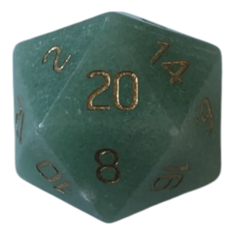 Grüner Aventurine Edelsteinwürfel W20