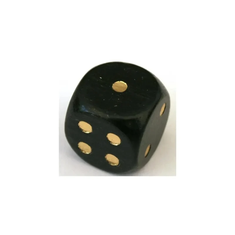 HolzWürfel W6 16mm Schwarz/Gold (Rp)