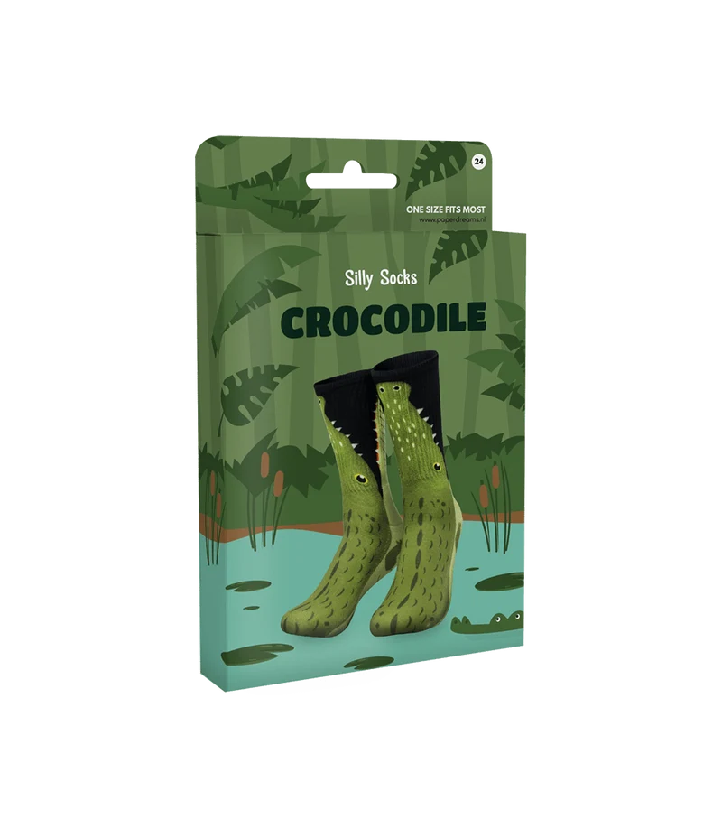 Lustige Socken mit Krokodil