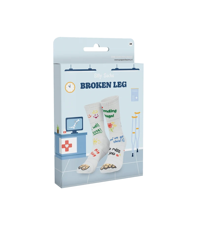 Lustige Socken mit gebrochenem Bein