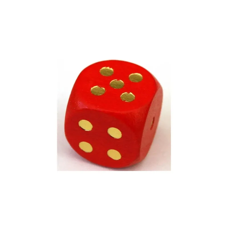 HolzWürfel W6 16mm Rot/Gold (Rp)