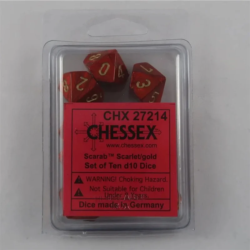 Chessex Scarab Scarlet/Gold 10 x W10 Set