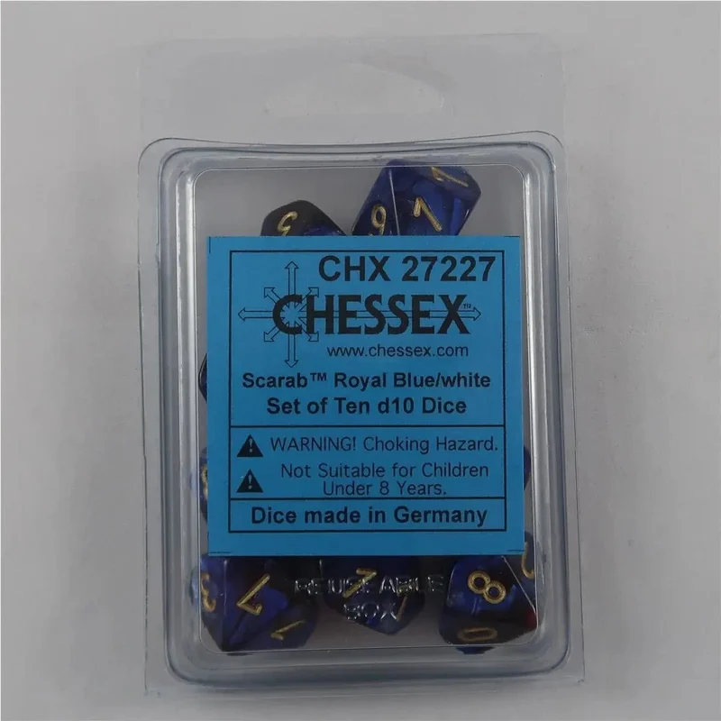 Chessex Scarab Royal Blue/Gold 10 x W10 Set