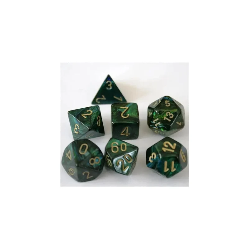 Chessex Scarab Jade/Gold Set