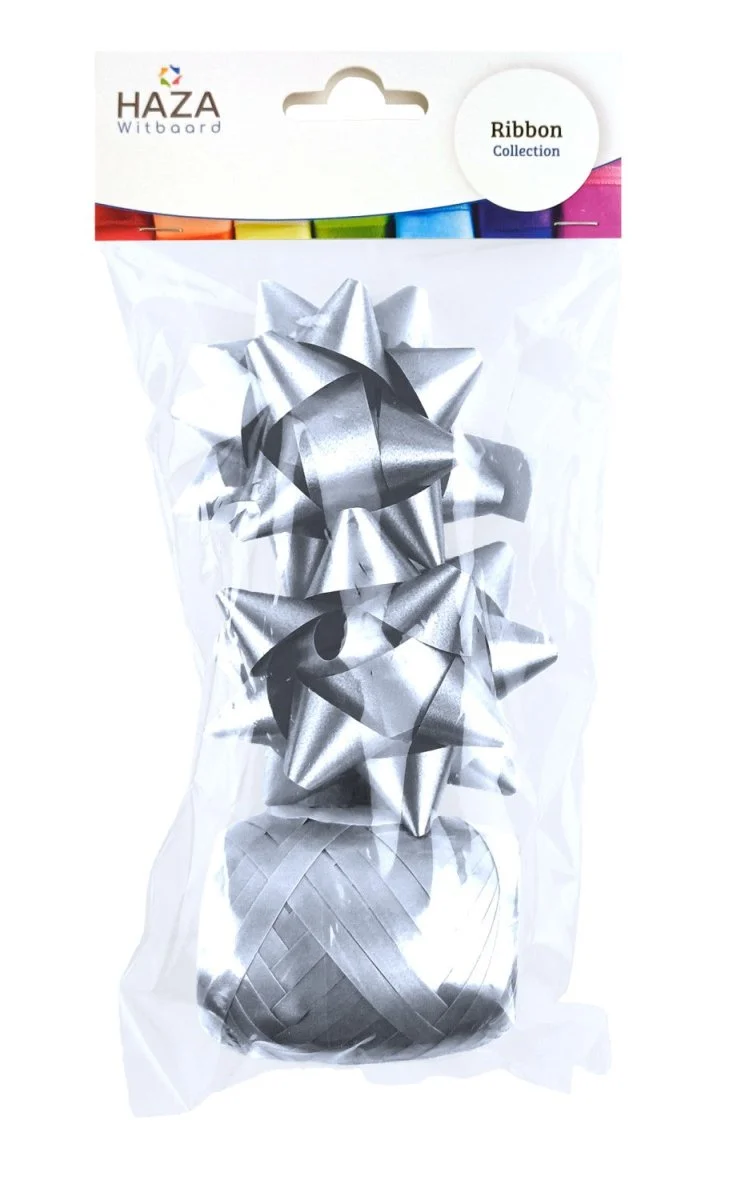Silberne Schleife Set Metallic 3 Stück