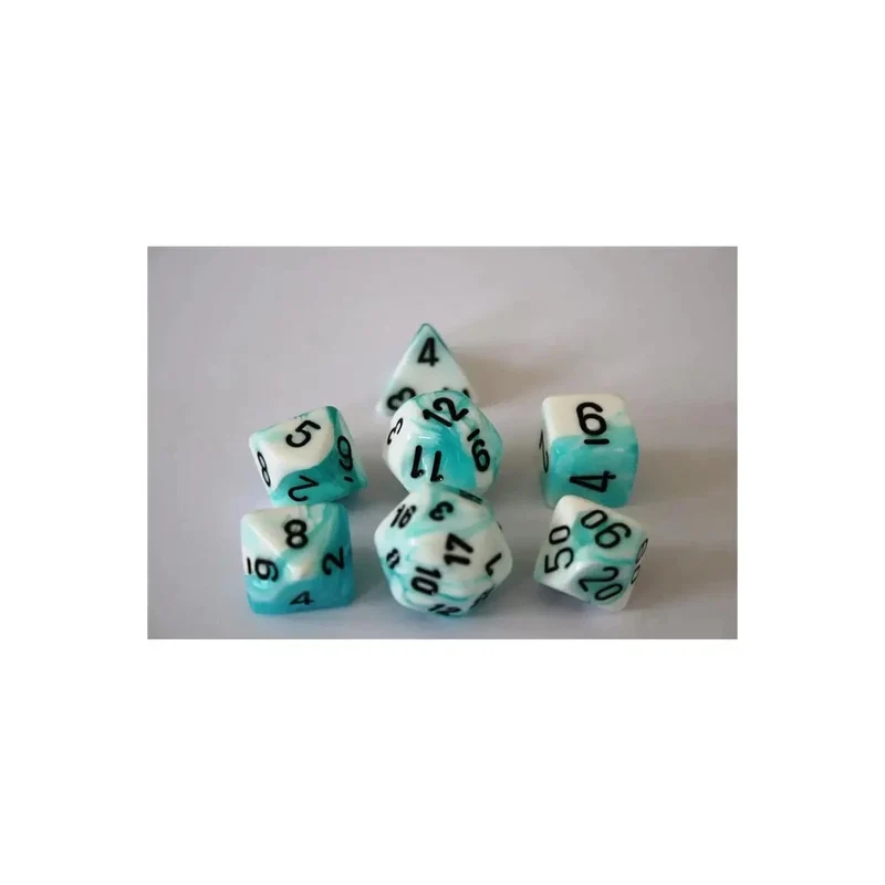 Chessex Gemini Teal-White 7er Set