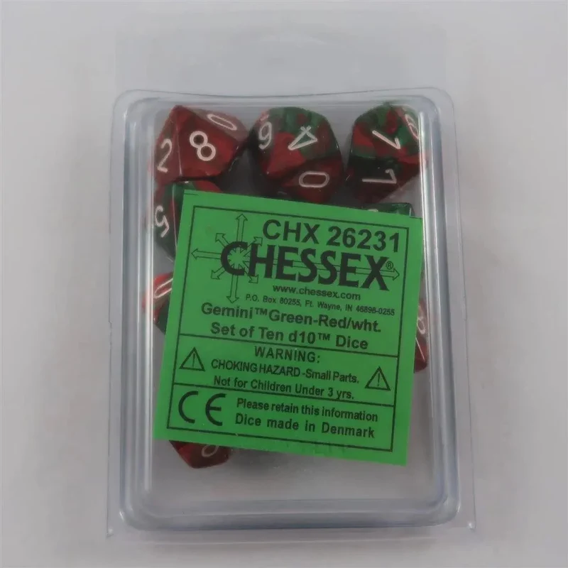 Chessex Gemini green-red 10 x W10 Set