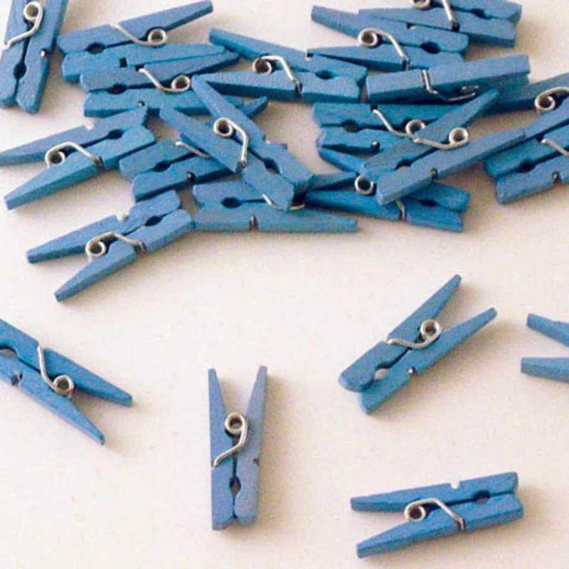Blaue Mini-Wäscheklammern, 24 Stück