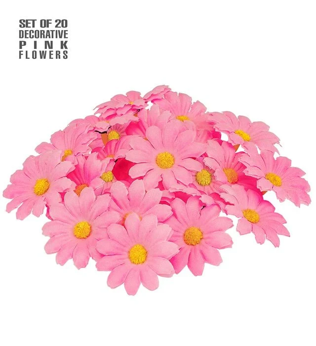 Set mit 20 dekorativen rosa Blumen