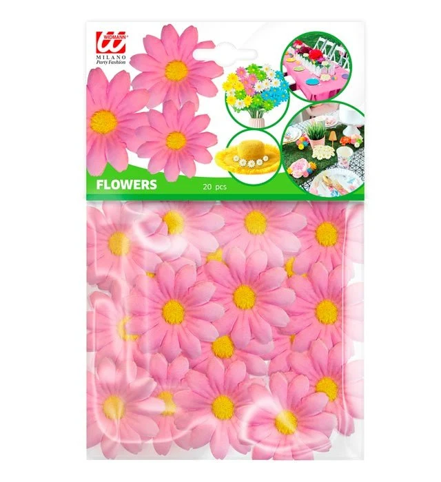 Set mit 20 dekorativen rosa Blumen