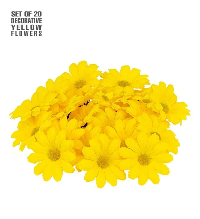 Set von 20 dekorativen gelben Blumen