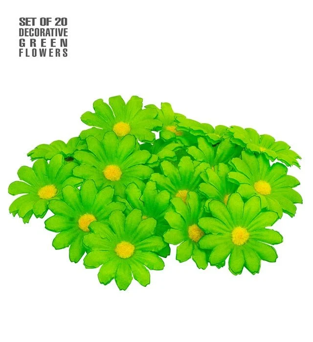 Set mit 20 dekorativen grünen Blumen