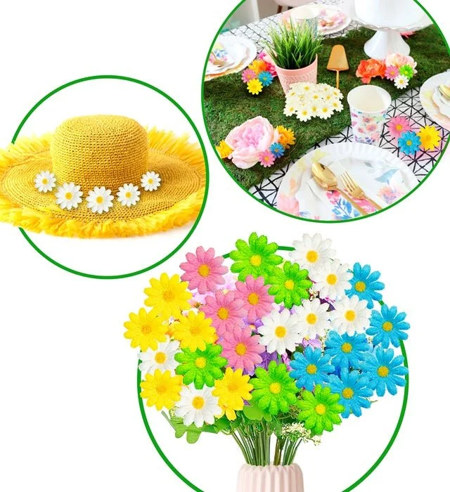 Set mit 20 dekorativen hellblauen Blumen