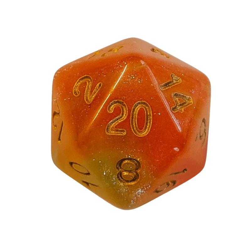 Shimmer Dice - Orange-yellow 7er Set