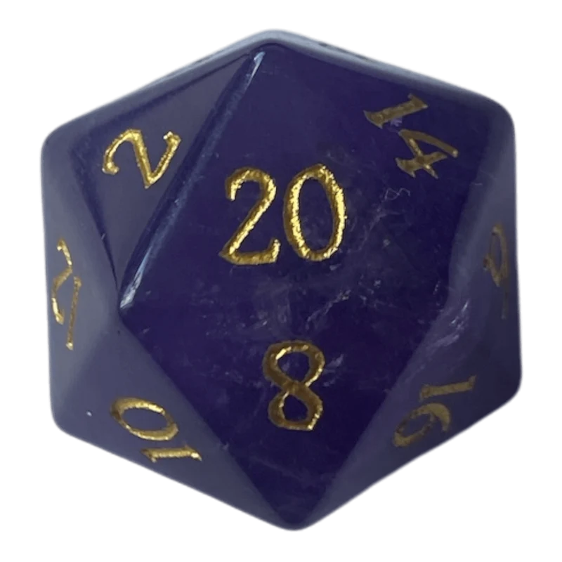 Amethyst Edelsteinwürfel Lila W20