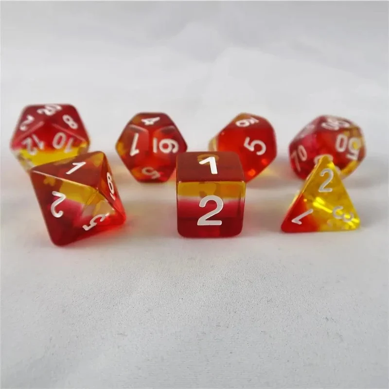 Layer dice transparent rot/klar/gelb Set