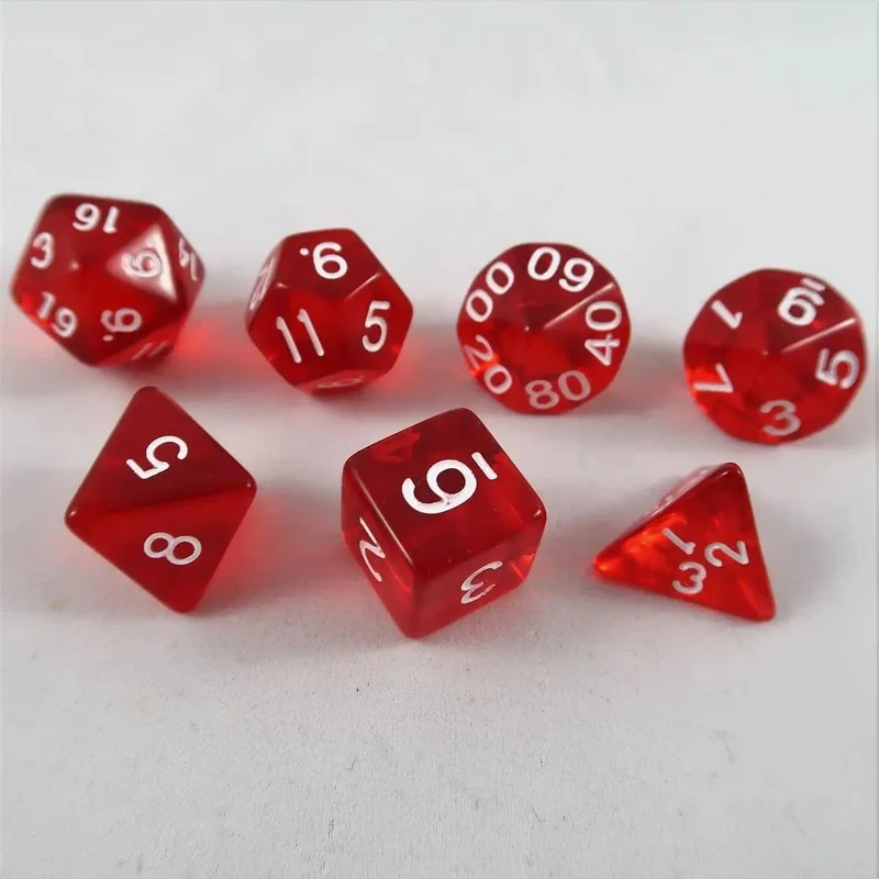 Würfel Stube transparent rot Set