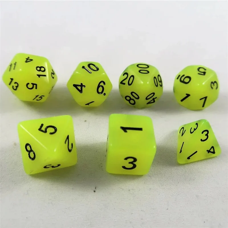 Fluoreszierende Würfel gelb Set