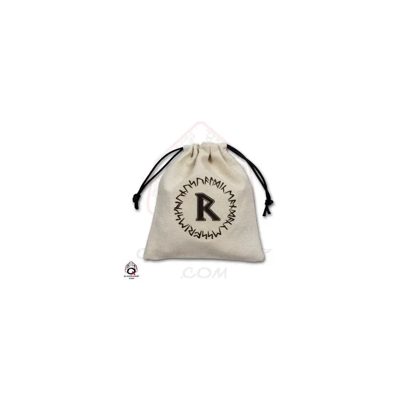Würfel Beutel Runen beige/schwarz