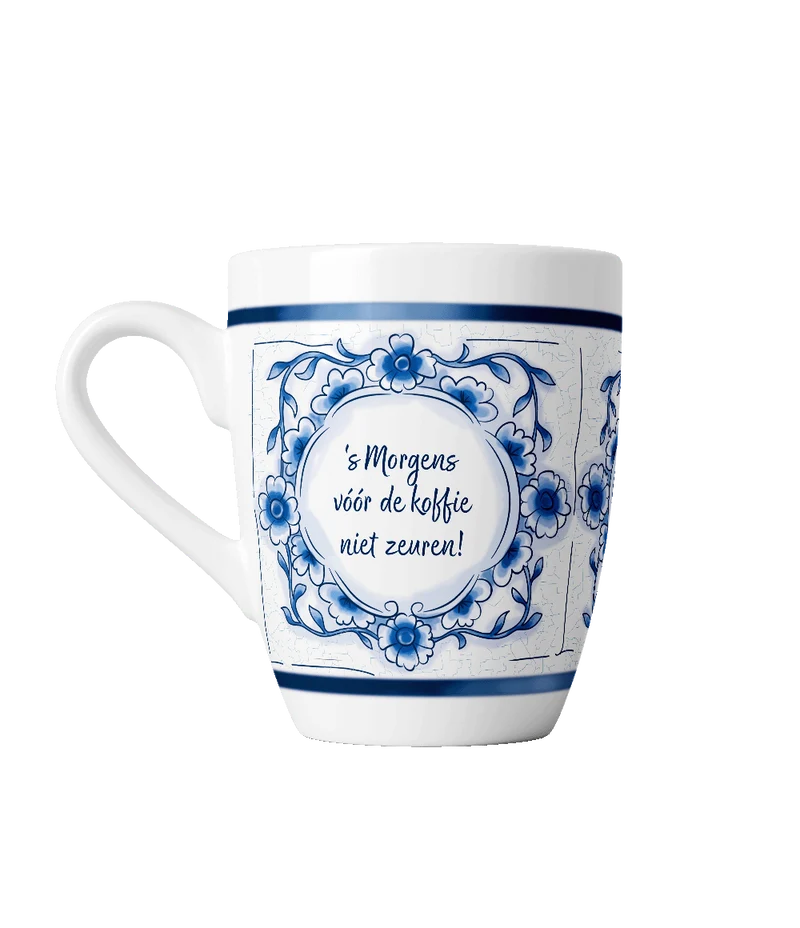 „Nicht jammern“-Tasse, Delfter Blau