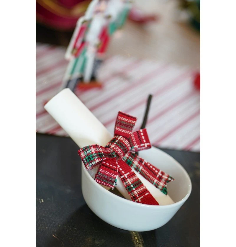 Rot-grüne Schleife Scotch Plaid 10cm 3tlg