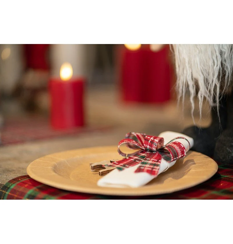 Rot-grüne Schleife Scotch Plaid 10cm 3tlg