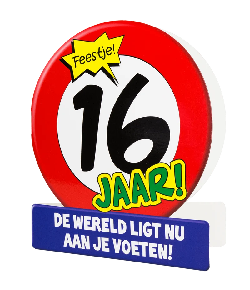 Geburtstagskarte 16 Jahre Verkehrsschild 16,5cm