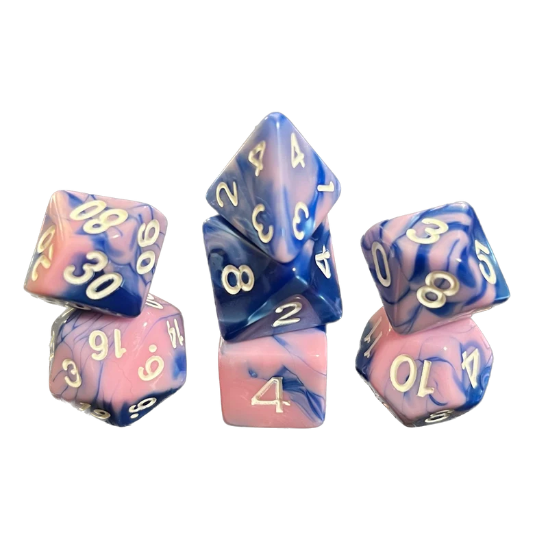 7-teiliges RPG Würfelset Mehrfarbig: Pink Galaxy