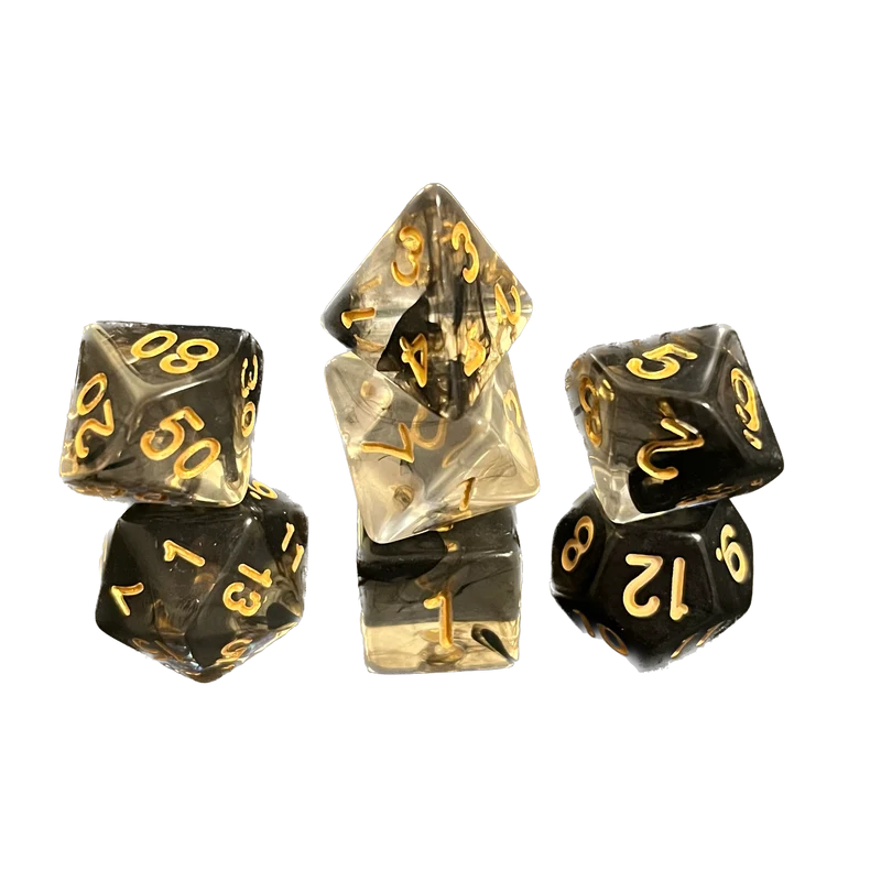 7-teiliges RPG Würfelset Transparent: Nebula Dark Cloud
