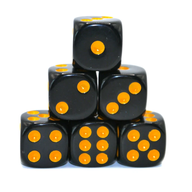 D6 Würfelset Opaque: Black/Yellow