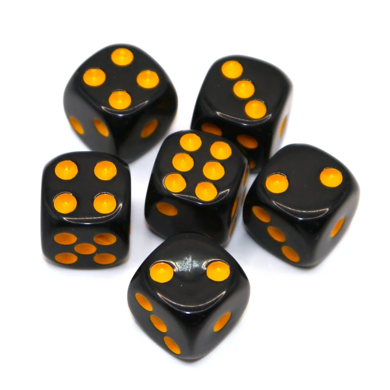 D6 Würfelset Opaque: Black/Yellow