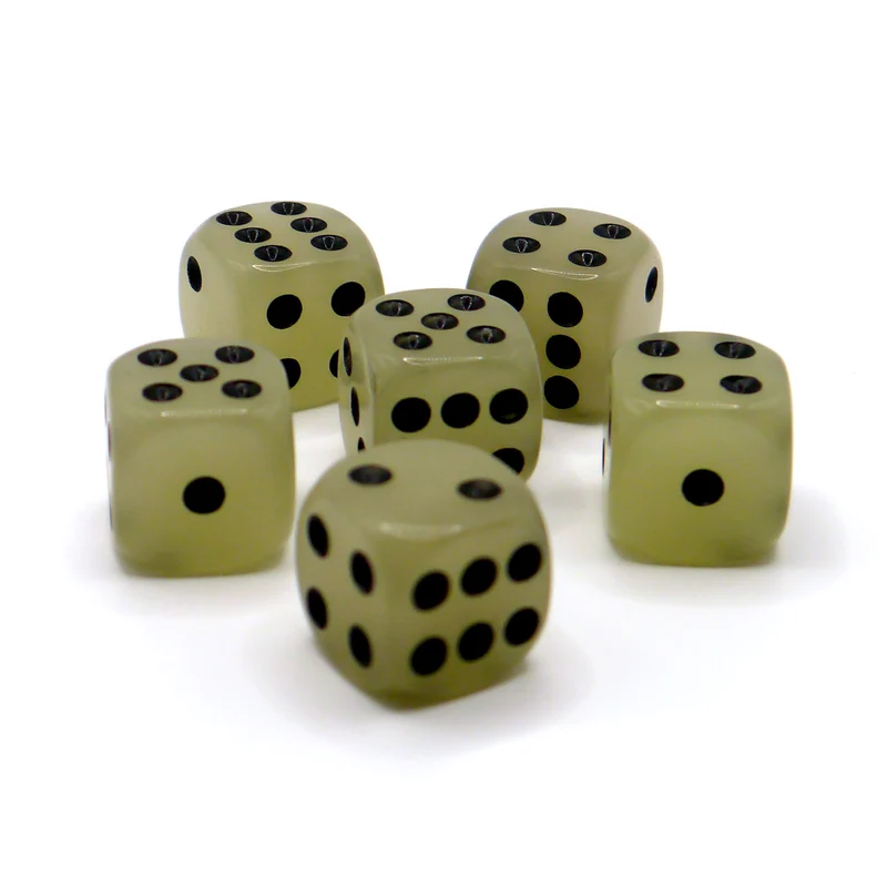D6 Würfelset: Glow in the dark