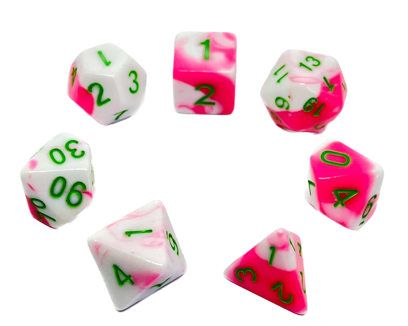 7-teiliges RPG Würfelset Mehrfarbig: Strawberry Pink