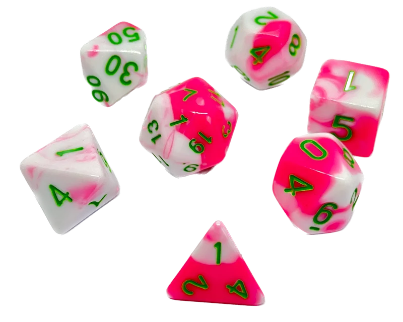 7-teiliges RPG Würfelset Mehrfarbig: Strawberry Pink