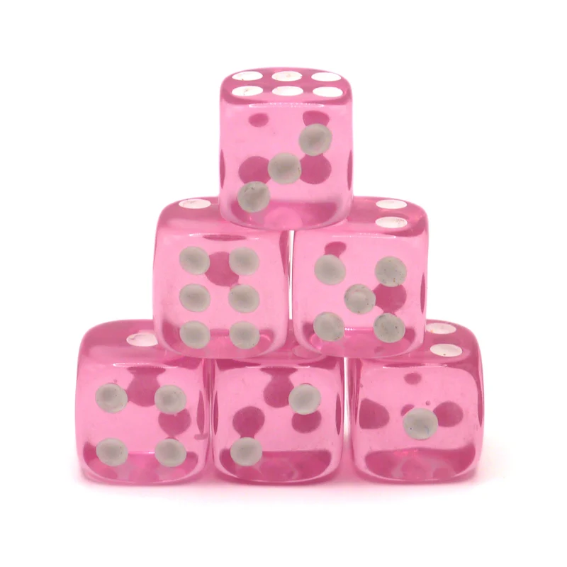 D6 Würfelset Transparent: Pink