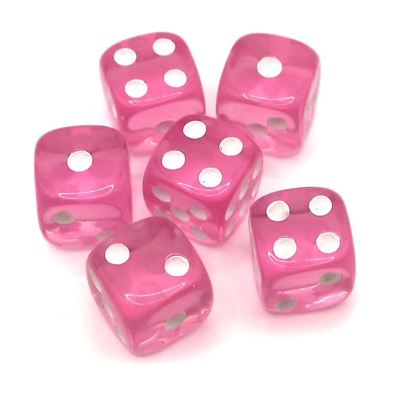 D6 Würfelset Transparent: Pink
