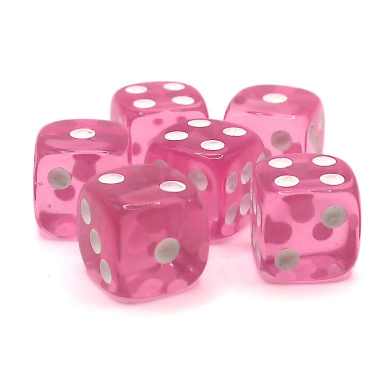 D6 Würfelset Transparent: Pink