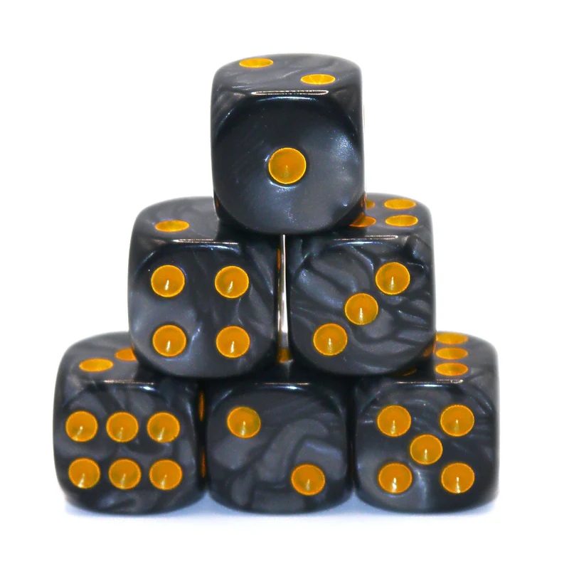 D6 Würfelset Pearl: Black/Gold