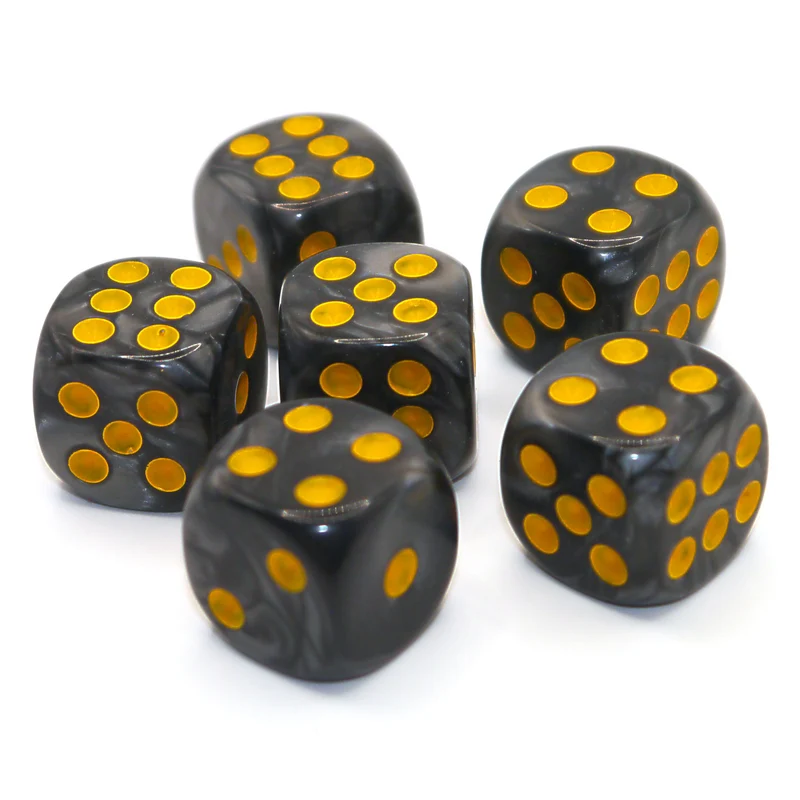D6 Würfelset Pearl: Black/Gold