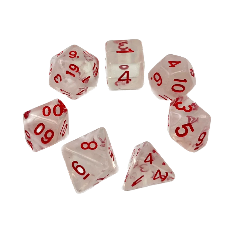 7-teiliges RPG Würfelset Transparent: Frosted Queen