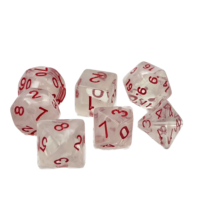 7-teiliges RPG Würfelset Transparent: Frosted Queen