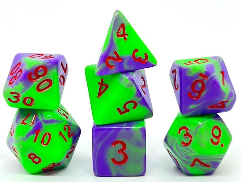 7-teiliges RPG Würfelset Mehrfarbig: Green Joker