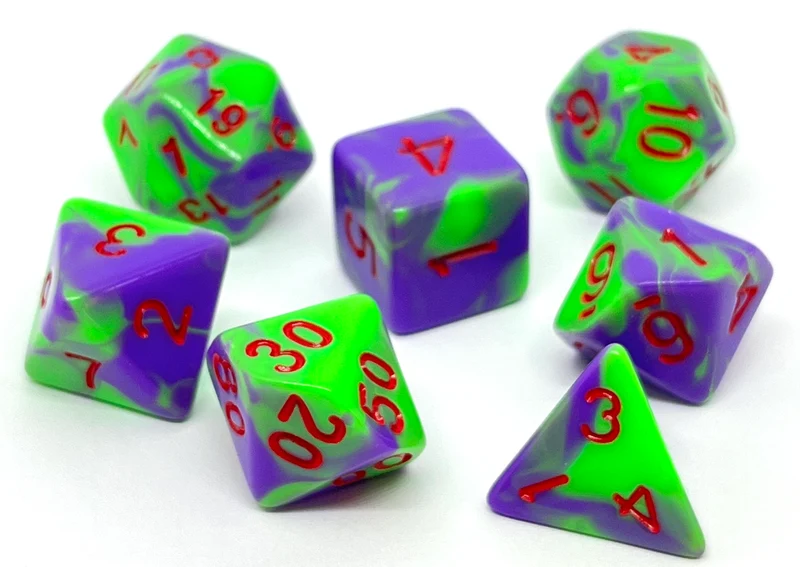 7-teiliges RPG Würfelset Mehrfarbig: Green Joker