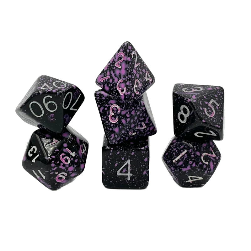 7-teiliges RPG Würfelset Mehrfarbig: Sparkling Black/Pink