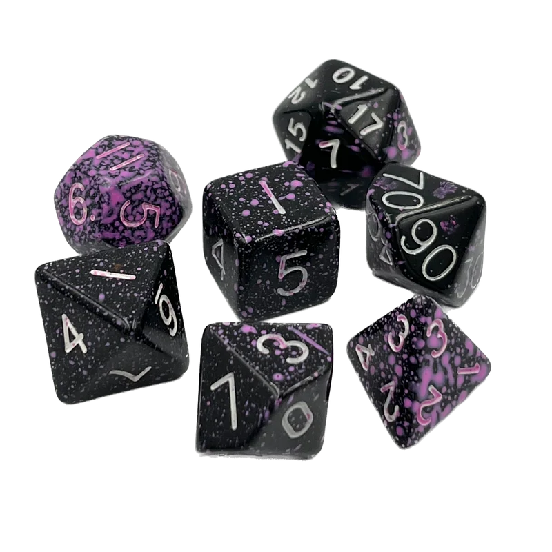 7-teiliges RPG Würfelset Mehrfarbig: Sparkling Black/Pink
