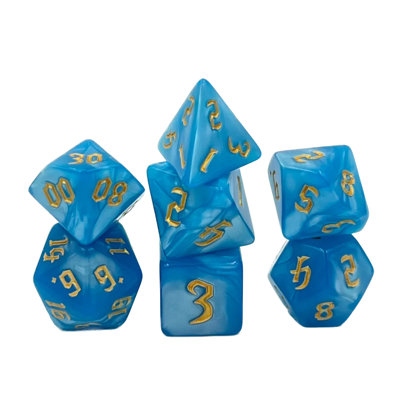 7-teiliges RPG Würfelset Pearl: Seawater