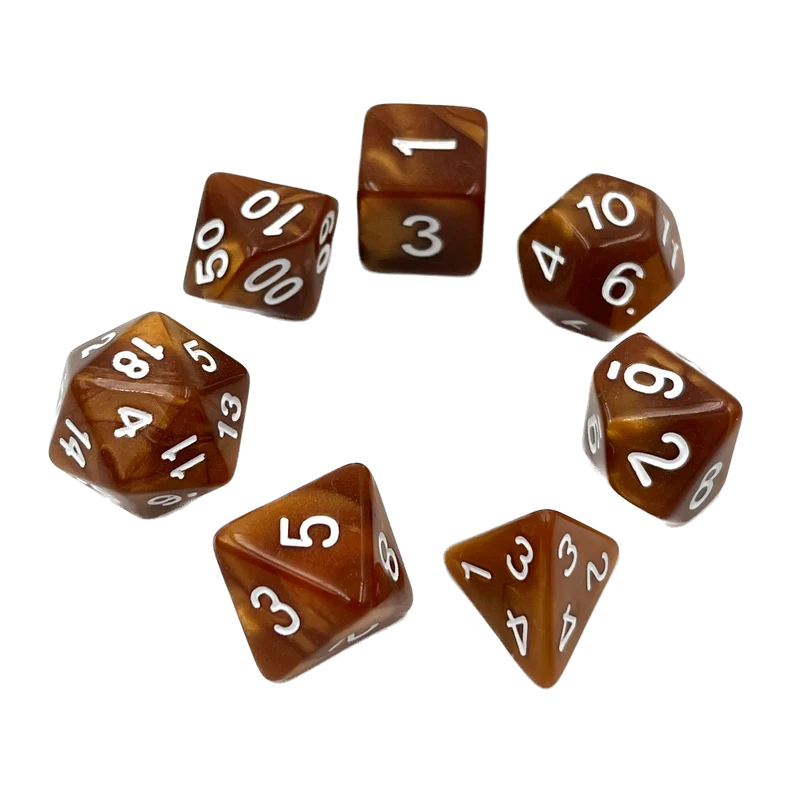 7-teiliges RPG Würfelset Pearl: Copper